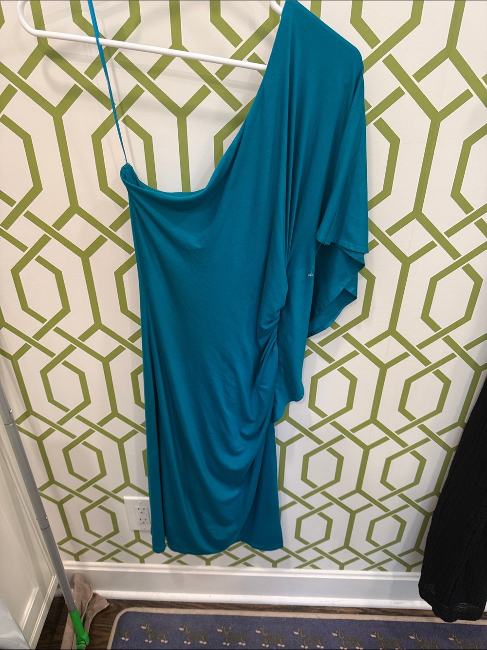 Trina Turk Teal One-Shoulder‎ Draped Dress